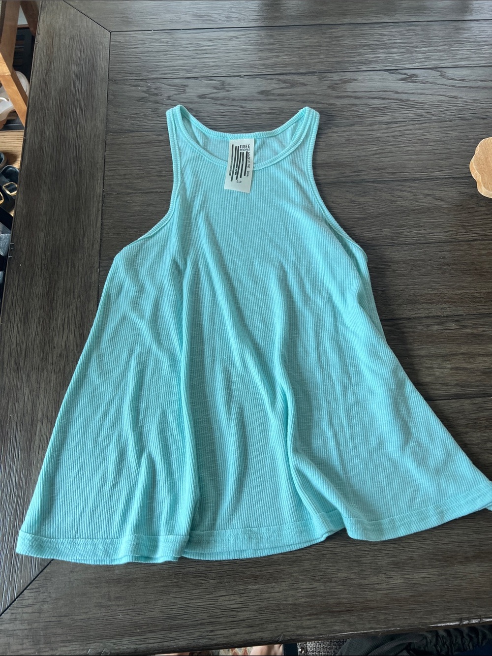 Free People Aqua Ribbed Racerback Tank